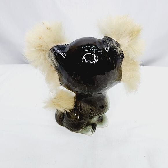 Vintage Norleans Japan Brown & White Ceramic Kitty with fluffy Ears & Tail - Picture 7 of 11